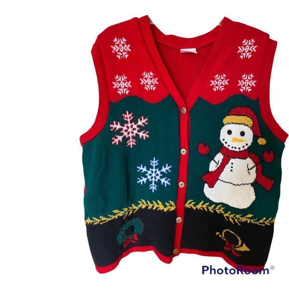 Vintage Ugly Christmas Sweater/Cardigan Vest - Picture 1 of 9
